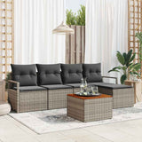 Garden Sofa Set with Storage 6 pcs Grey Poly Rattan