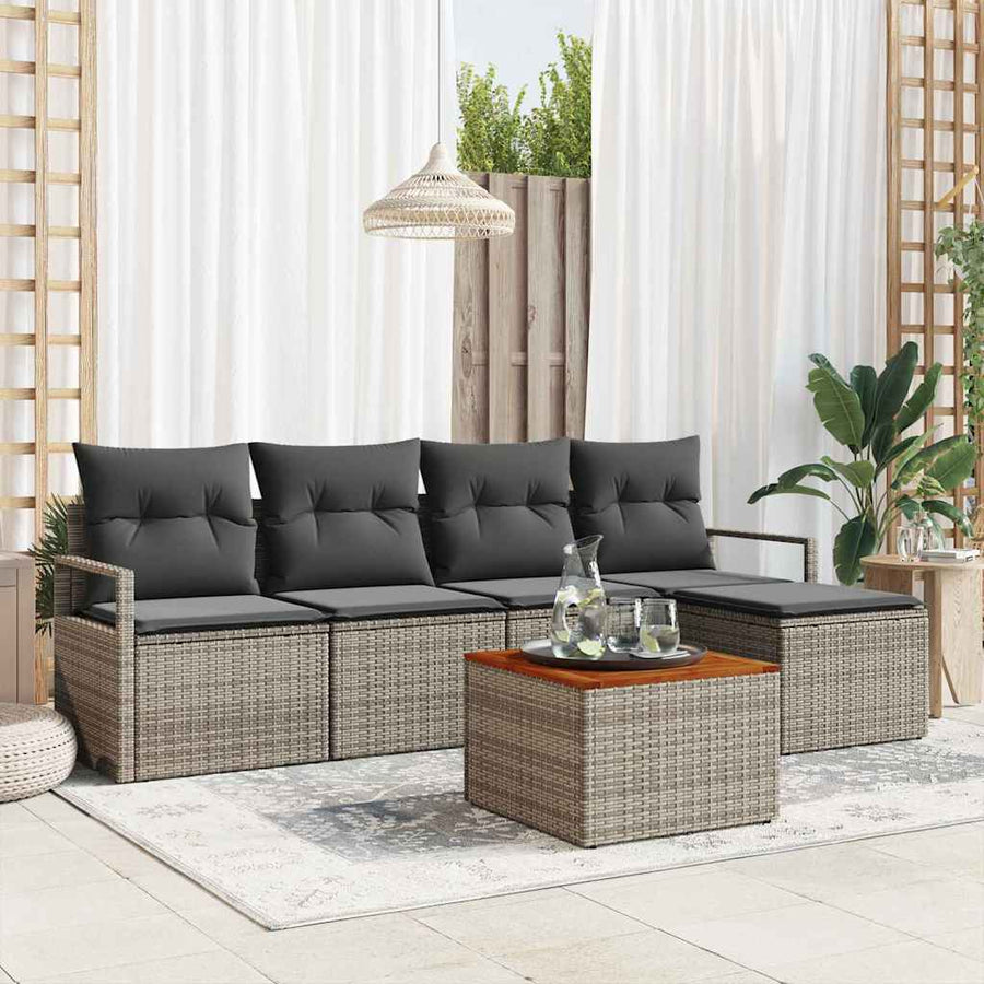 Garden Sofa Set 6 pcs Grey Poly Rattan