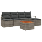 Garden Sofa Set 6 pcs Grey Poly Rattan