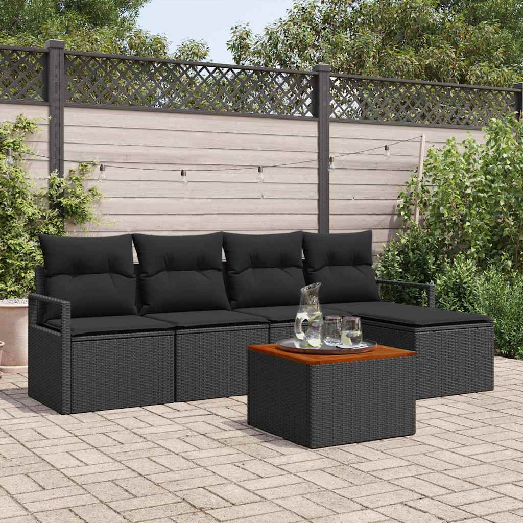 Garden Sofa Set 6 pcs Black