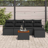 Garden Sofa Set with Storage 6 pcs Black Poly Rattan