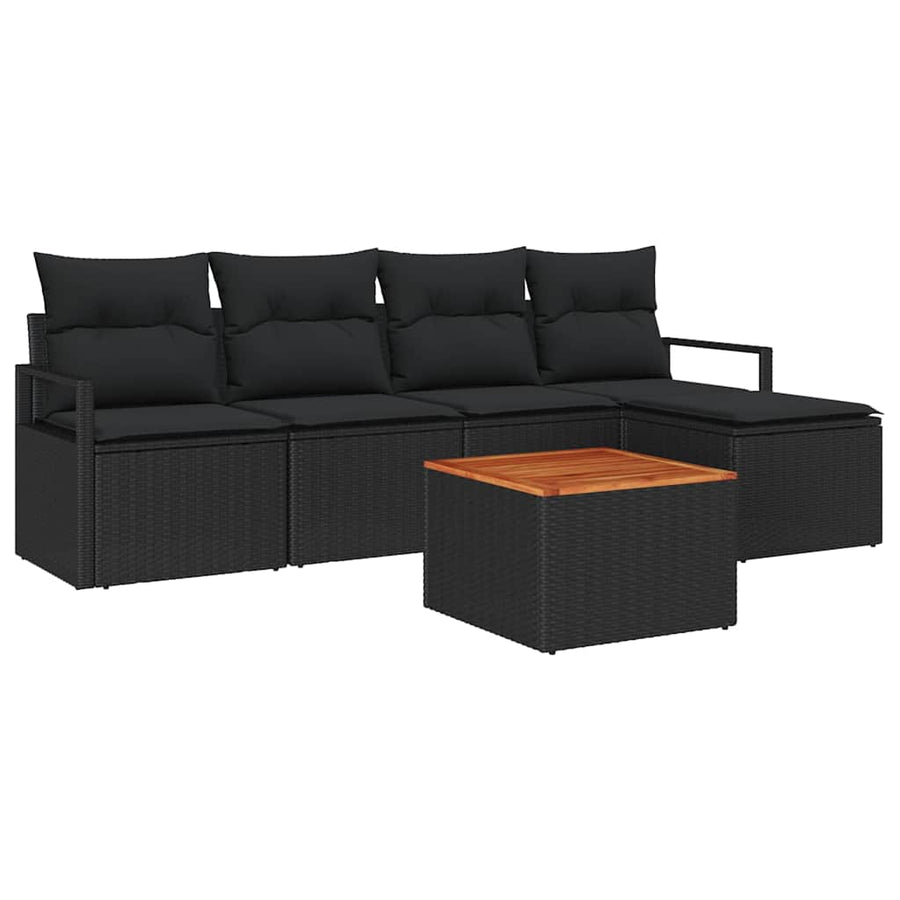 Garden Sofa Set 6 pcs Black Poly Rattan