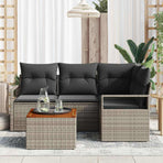 Garden Sofa Set 5 pcs Grey Poly Rattan
