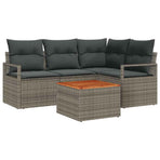 Garden Sofa Set 5 pcs Grey Poly Rattan