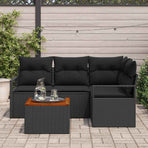Garden Sofa Set 5 pcs Black Poly Rattan