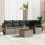 Garden Sofa Set 6 pcs Grey Poly Rattan