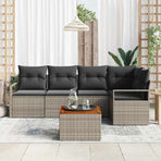 Garden Sofa Set 6 pcs Grey Poly Rattan
