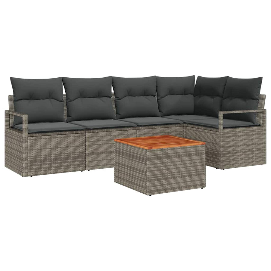 Garden Sofa Set 6 pcs Grey Poly Rattan