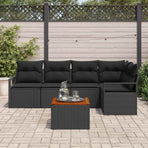 Garden Sofa Set 6 pcs Black Poly Rattan