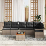 Garden Sofa Set with Storage 7 pcs Grey Poly Rattan