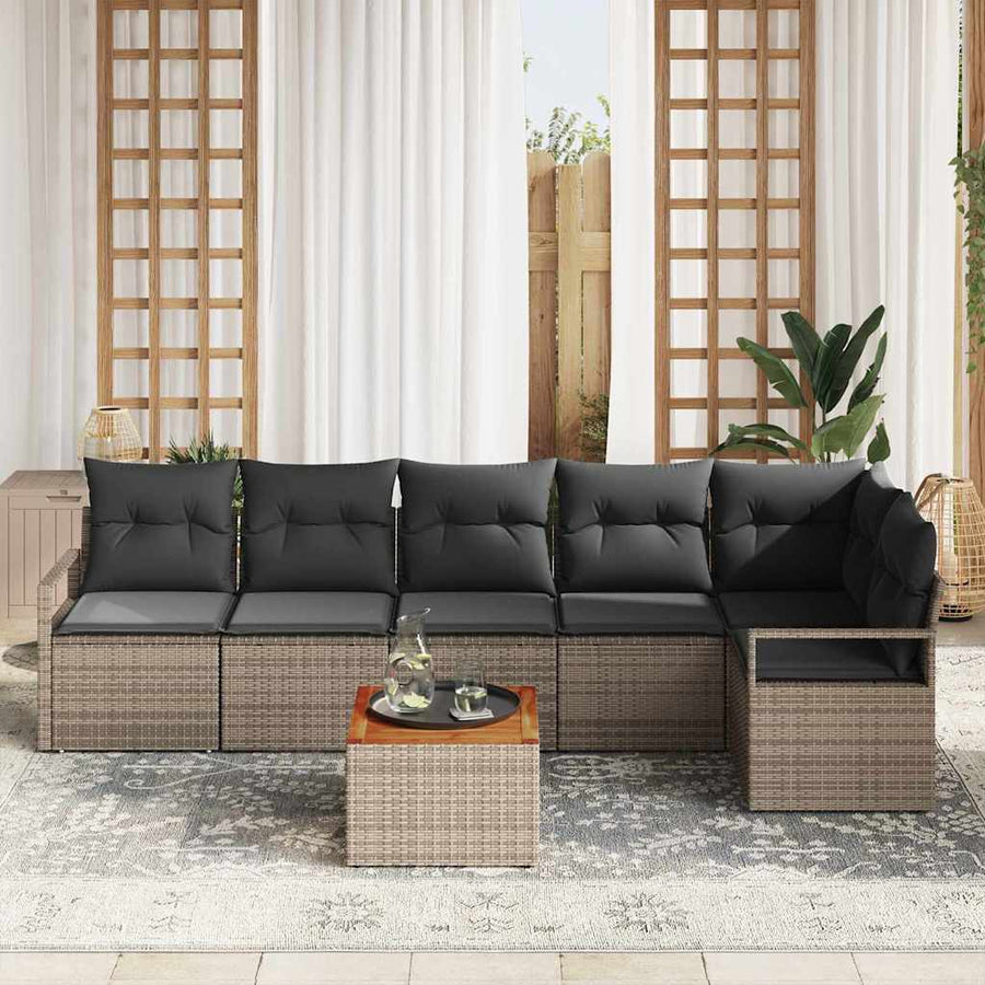 Garden Sofa Set 7 pcs Grey Poly Rattan