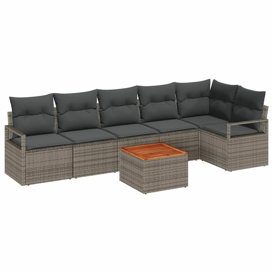 Garden Sofa Set 7 pcs Grey Poly Rattan