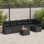 Garden Sofa Set 7 pcs Black Poly Rattan
