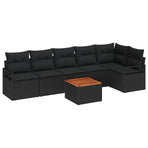 Garden Sofa Set 7 pcs Black Poly Rattan