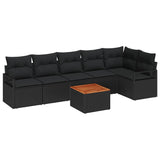 Garden Sofa Set 7 pcs Black - Front View