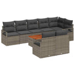 Garden Sofa Set 9 pcs Grey Poly Rattan