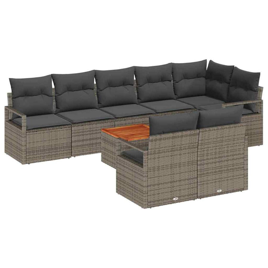Garden Sofa Set 9 pcs Grey Poly Rattan