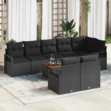 Garden Sofa Set with Storage 9 pcs Black Poly Rattan
