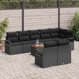 Garden Sofa Set with Storage 9 pcs Black Poly Rattan - Side View