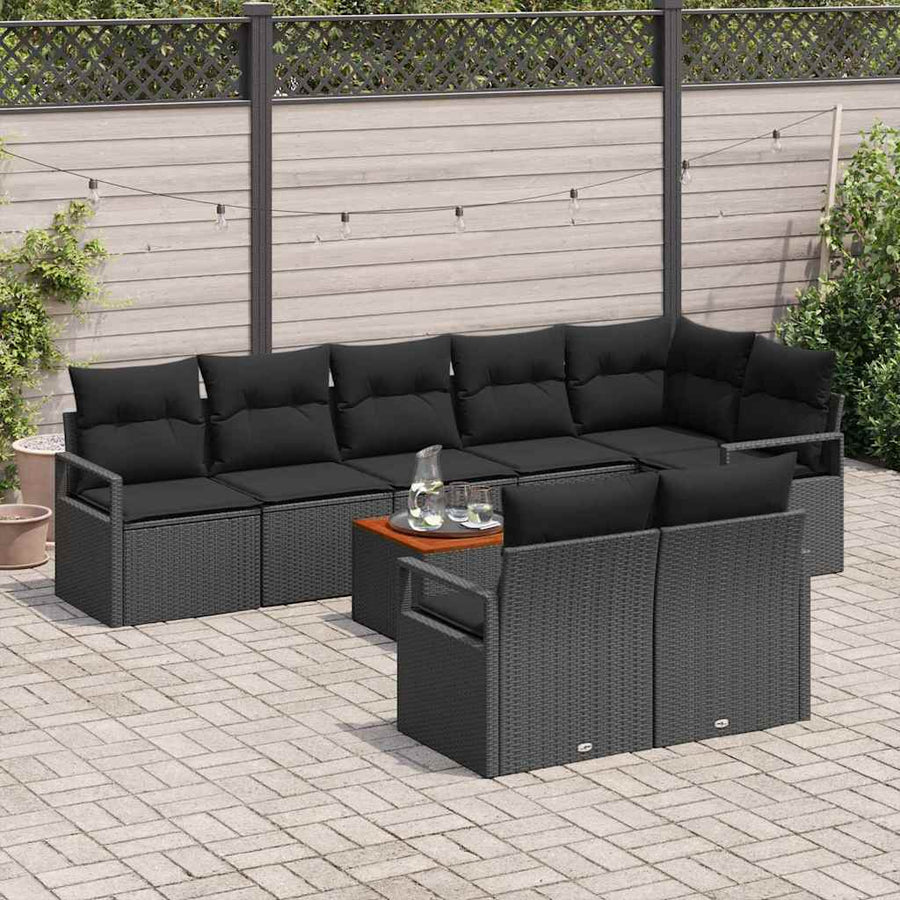 Garden Sofa Set 9 pcs Black Poly Rattan