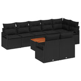 Garden Sofa Set with Storage 9 pcs Black Poly Rattan - Front View