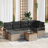 Garden Sofa Set with Storage 7 pcs Grey Poly Rattan