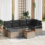 Garden Sofa Set 7 pcs Grey Poly Rattan
