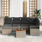 Garden Sofa Set 7 pcs Grey Poly Rattan