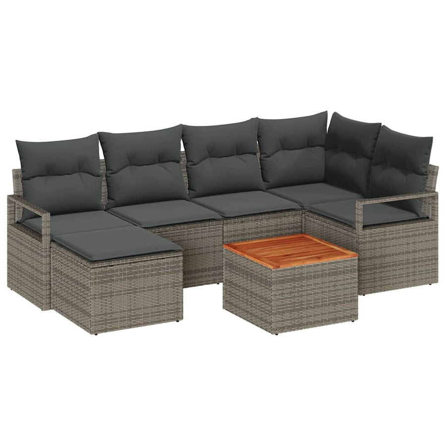 Garden Sofa Set 7 pcs Grey Poly Rattan