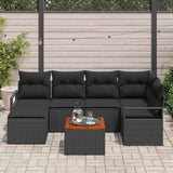 Garden Sofa Set with Storage 7 pcs Black Poly Rattan