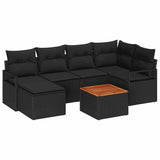 Garden Sofa Set 7 pcs Black - Front View