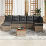 Garden Sofa Set 8 pcs Grey Poly Rattan