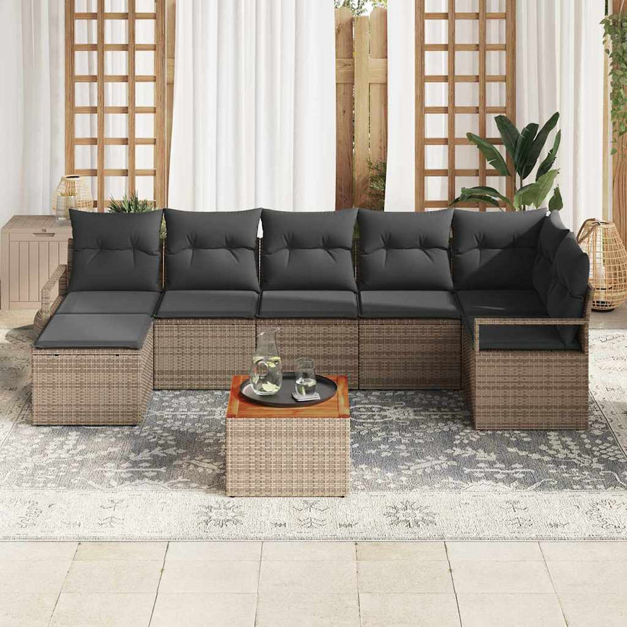 Garden Sofa Set 8 pcs Grey Poly Rattan