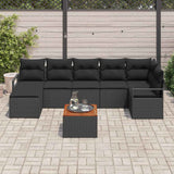 Garden Sofa Set with Storage 8 pcs Black Poly Rattan