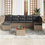 Garden Sofa Set 9 pcs Grey Poly Rattan