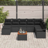 Garden Sofa Set with Storage 9 pcs Black Poly Rattan