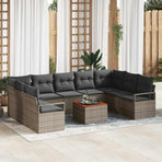 Garden Sofa Set 10 pcs Grey Poly Rattan