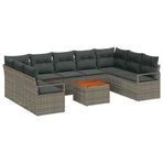 Garden Sofa Set 10 pcs Grey Poly Rattan