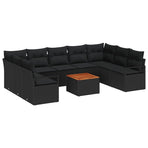 Garden Sofa Set 10 pcs Black Poly Rattan