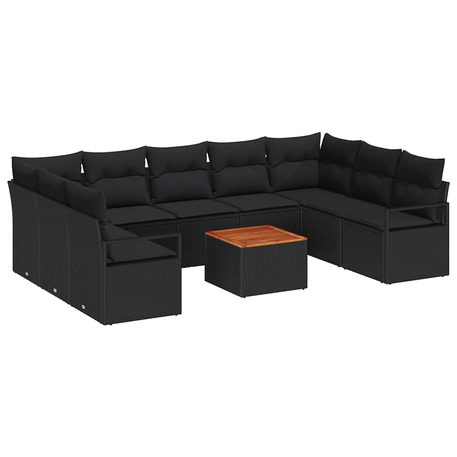 Garden Sofa Set 10 pcs Black Poly Rattan