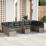 Garden Sofa Set 11 pcs Grey Poly Rattan