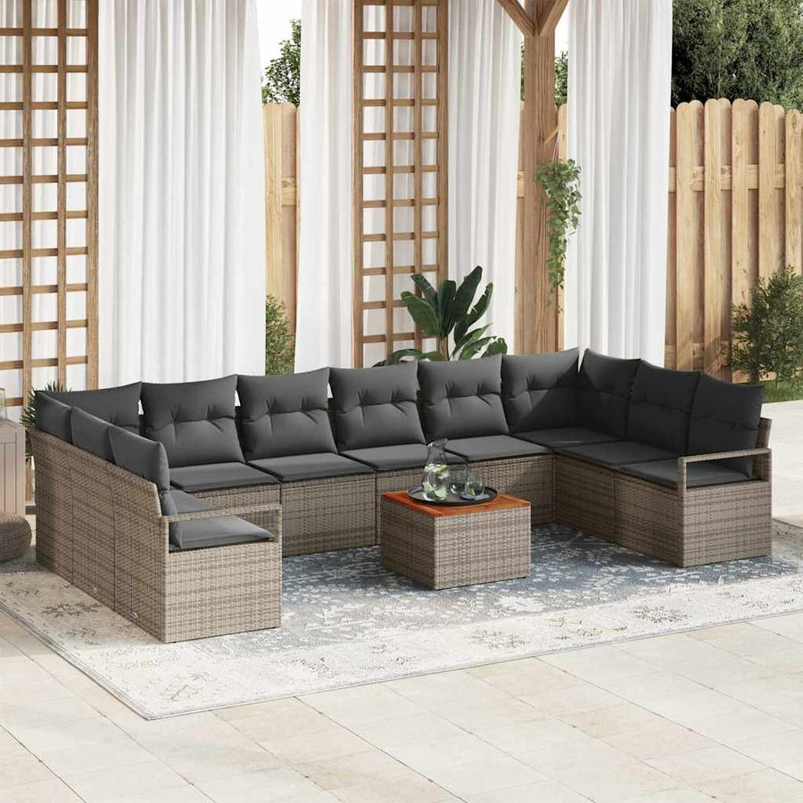 Garden Sofa Set 11 pcs Grey Poly Rattan
