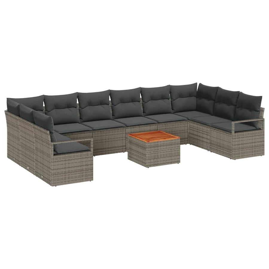 Garden Sofa Set 11 pcs Grey Poly Rattan