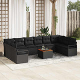Garden Sofa Set 11 pcs Black Poly Rattan