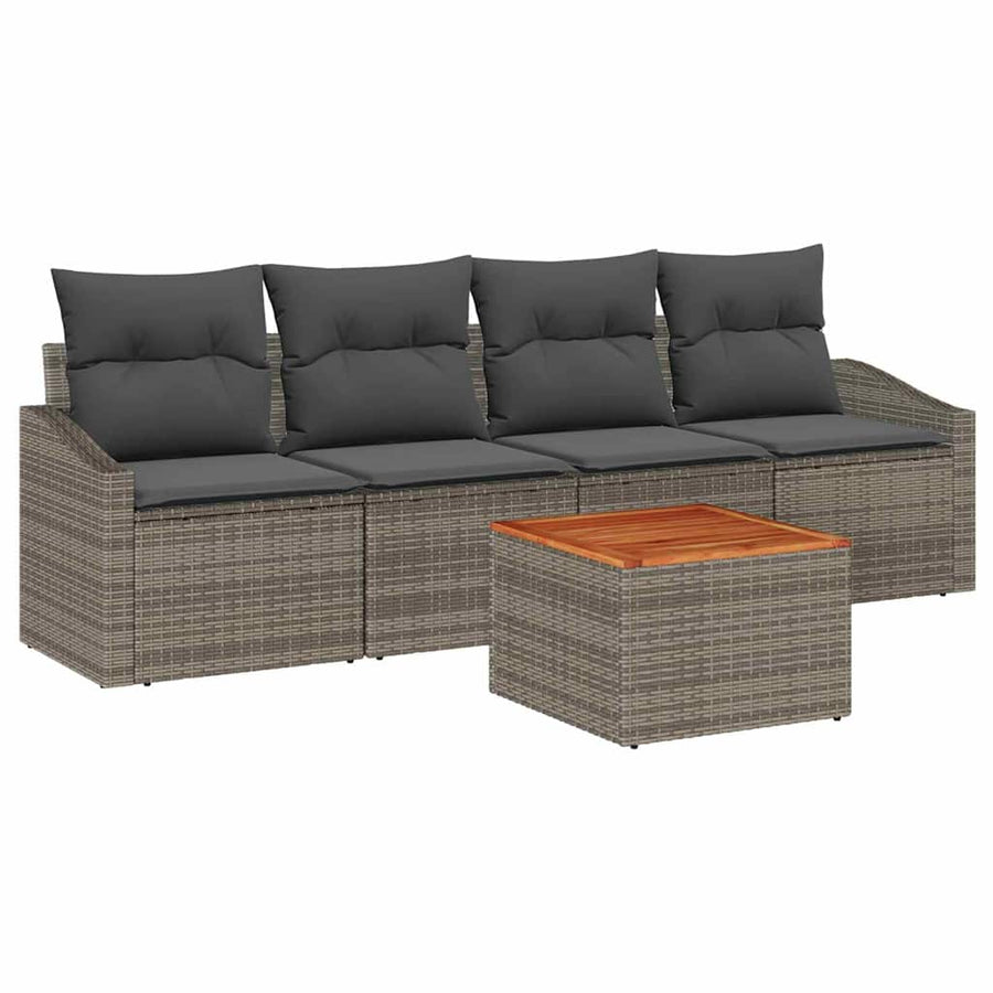 Garden Sofa Set 5 pcs Grey Poly Rattan