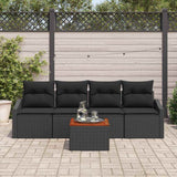 Garden Sofa Set 5 pcs Black Poly Rattan - Side View