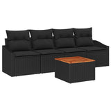 Garden Sofa Set 5 pcs Black Poly Rattan