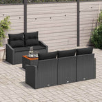 Garden Sofa Set 6 pcs Black Poly Rattan
