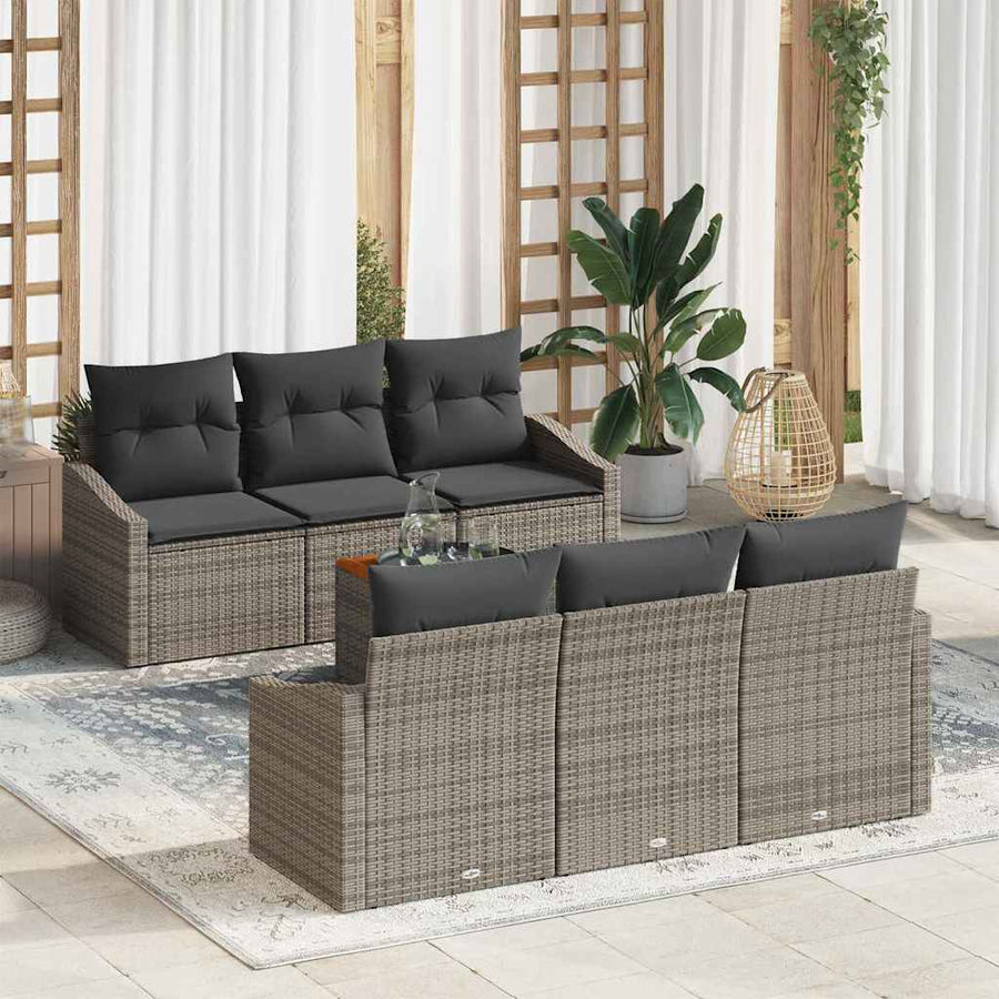 Garden Sofa Set 7 pcs Grey Poly Rattan