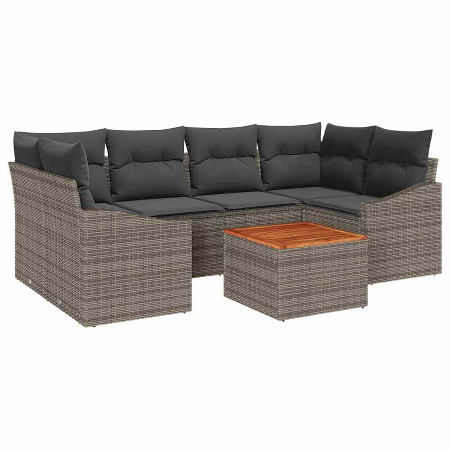 Garden Sofa Set 7 pcs Grey Poly Rattan